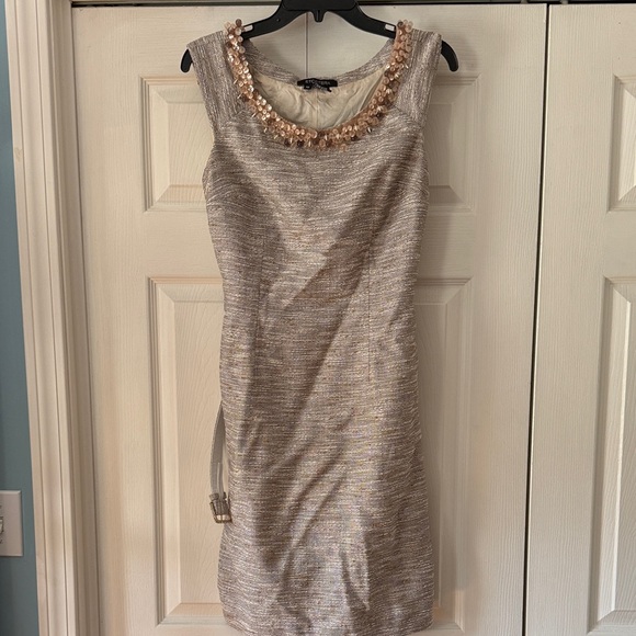 Etcetera Dresses & Skirts - Etcetera Metallic Mini Dress with Gold Accents